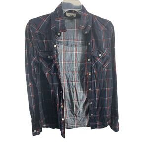 Passport Black Plaid Long Sleeve Button Down Shirt Women's Size Small